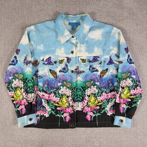 Vintage Flamingo Road Butterfly Trucker Jacket Bedazzled Womens‎ Size M